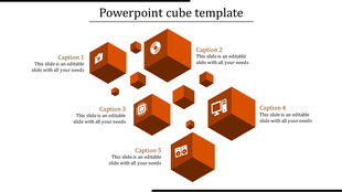 A 3D cube diagram with five sections labeled A to E, each with a caption and description.