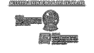 School themed slide with a black background, featuring white chalk style graphics, and two captions.