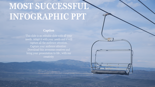 Blue sky and mountain backdrop with a cable chairlift, representing high level infographic PowerPoint template concepts.