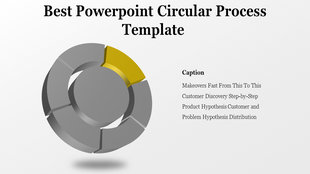 Infographic featuring a circular gray diagram with a yellow segment, paired with placeholder text areas on the side.