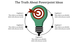 Creative PowerPoint template featuring a light bulb and circular arrows with placeholder text.
