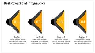 Best PowerPoint infographic template featuring four numbered arrows and captions in orange.