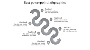 Looped infographic with curved gray arrows pointing in alternating directions, paired with location markers and captions.