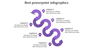 Infographic with six rotating purple arrows linked to captions, highlighting progression with location markers.