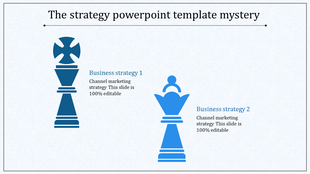 A PPT slide with two blue chess pieces, each symbolizing different business strategies, labeled with the descriptions.