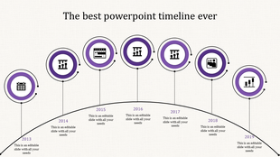 Editable Timeline PowerPoint Template Slide In Purple Color  Design