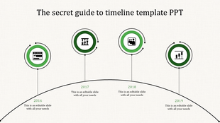 Elegant Timeline Slide Template In Green Color Design