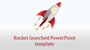 Slide design with a red and silver rocket blasting off, emitting golden flames, and bold red title below.
