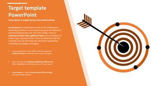 Target themed slide with an orange layout, a bullseye graphic on the right, and a black arrow hitting the center.