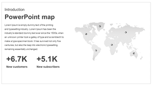 PowerPoint map showing global locations with new customer and subscriber statistics.
