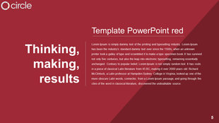 Red themed slide with bold white text on the left and a paragraph section on the right, separated by a vertical line.
