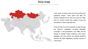 Asia map in gray with northern regions highlighted in red, and descriptive text on the right.