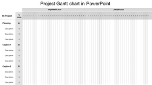 Extended Gantt chart template covering July to December 2020 with placeholders for tasks and progress.