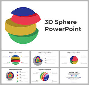 Slide deck with colorful 3D sphere diagrams in layers, illustrating concepts in a visually engaging way.