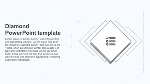 Slide with a checklist icon inside a diamond shape, surrounded by layered outlines, and left aligned text.