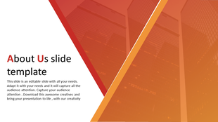 Red and orange diagonal shapes overlay a background of faint skyscrapers, creating a modern design with white text area.