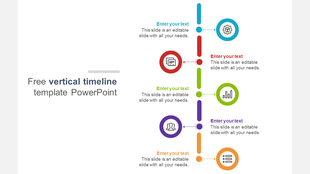 Vertical timeline slide with icons and text placeholders aligned to the right, offering a clear and organized design.