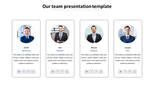 Our Team Presentation Template Slide With Four Node
