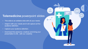 Telemedicine concept showing a woman interacting with a virtual doctor on a large smartphone screen, surrounded by symbols.