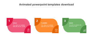 Horizontal infographic with three corner boxes showing steps 1 to 3 Goals, Planning, and Sales, each with icons and colors.