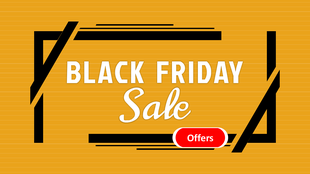 Modern Black Friday sale PowerPoint slide with bold typography and geometric black frame on a yellow background.
