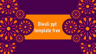 Decorative slide with a centered title banner and orange floral patterns, set on a purple background.