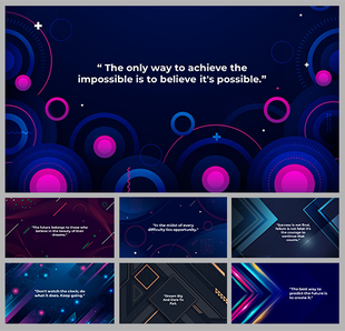 A collection of vibrant slides backgrounds featuring inspiring quotes in a colorful, abstract design.