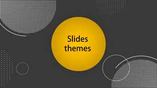 Slide with a yellow circle in the center, labeled with title, against a dark gray background with white dotted shapes.