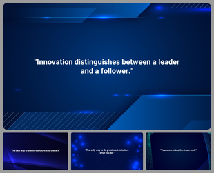 Blue themed slide deck with glowing diagonal lines, rectangular text boxes, and modern digital design elements.