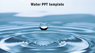 Slide featuring a water drop captured mid-air above a calm ripple on a serene water surface with the title text.