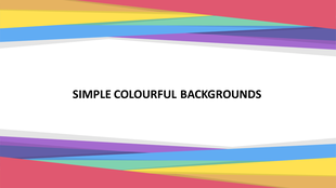 Simple background with a white center framed by colorful overlapping shapes in red, yellow, blue, green, and purple.