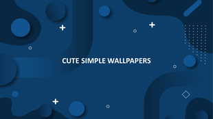 Minimalist navy blue wallpaper with abstract circles, crosses, and rounded shapes in layered gradient tones.