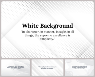 Elegant white background design slides with dotted and wavy patterns, featuring a motivational quote.