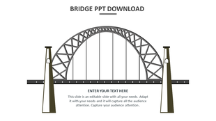 Illustration of an arched bridge with two pillars, dotted pathway, and centered text placeholder below.