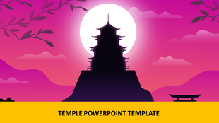 Silhouette of a Japanese pagoda on a hill, with a large moon and pink sky in the background with a title text.