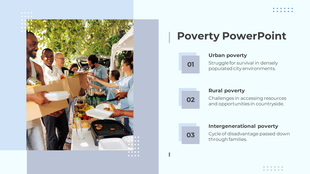 Group distributing food and supplies outdoors, highlighting aspects of urban, rural, and intergenerational poverty.