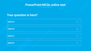 MCQ online test with a question and four options: A, B, C, and D in a light blue background.