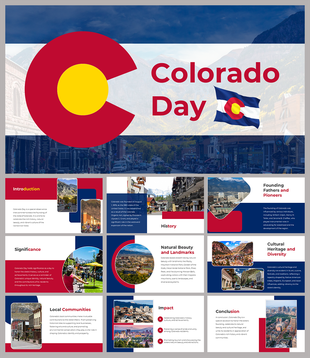 Informative slides covering colorado day, detailing its founding, natural beauty, and impact on local communities.