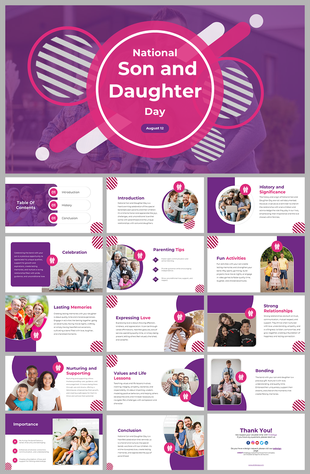 National Son and Daughter day slides focusing on the importance of family bonding and parenting tips for children.