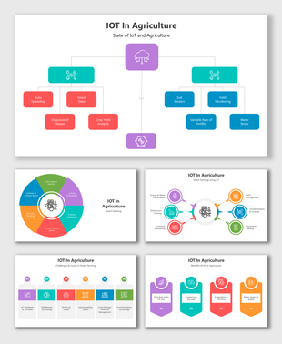 IoT in Agriculture slides with vibrant diagrams, clear placeholders, and structured layouts for smart farming visuals.