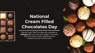 An assortment of cream-filled chocolates in a box and scattered, set against a sleek black background with accents.