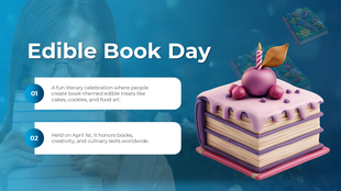 Celebrate Edible Book Day with book-shaped treats, cakes, food art, creativity, and global literary fun.