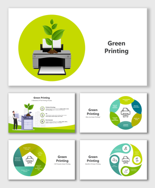 Use soy-based inks, recycled paper, energy-efficient printers, double-sided printing, and switch to digital documents.