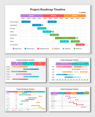 Project Roadmap Timeline with colorful task bars, milestones, and weekly progress tracking for clear project flow.