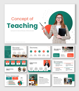 Concept Of Teaching with classroom visuals, colorful layouts, bold text holders, and modern shapes design