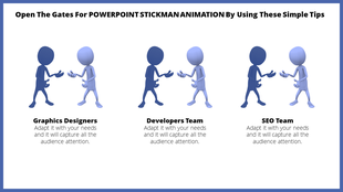 Six blue stickman figures grouped in pairs, representing three teams, arranged side by side on a white slide.