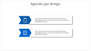 Horizontal layout featuring two blue arrows with icons and text for steps, arranged on a white background.