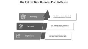 Structured infographic with three gray gradient arrows, featuring black icons and white text boxes in a step by step format.