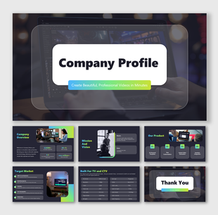 Professional company presentation highlighting mission, overview, product features, and market focus with sleek visuals.