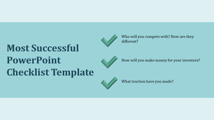 Light blue slide featuring a checklist format with bold title, green checkmarks, and three business focused questions.